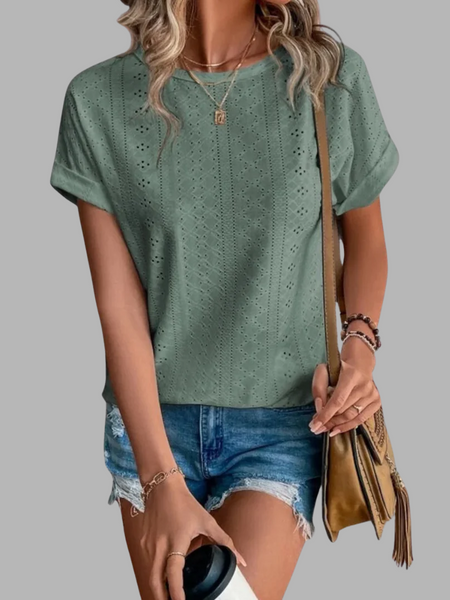 Jannicke | Lett Sommerbluse med Delikat Hullbroderi