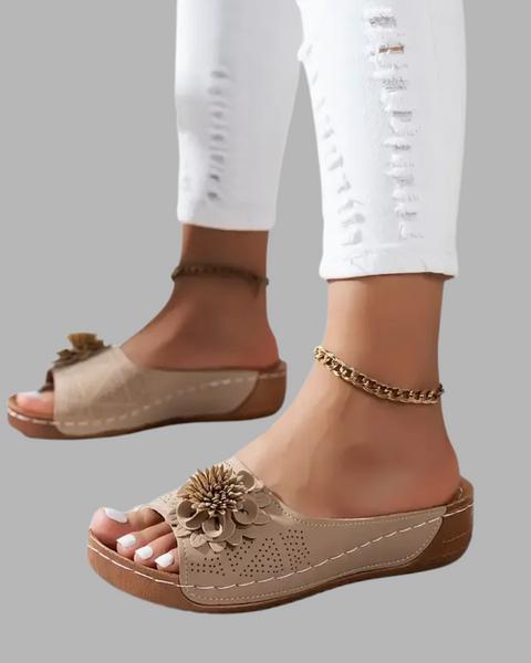 Thea | Elegant Floral Orthopediske Sandaler