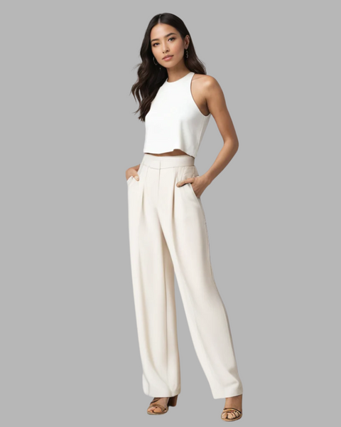 Ine | Elegant Ecru Vide Bukser