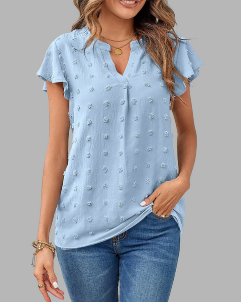 Kari | Chic Patchwork Bluse med Volanger