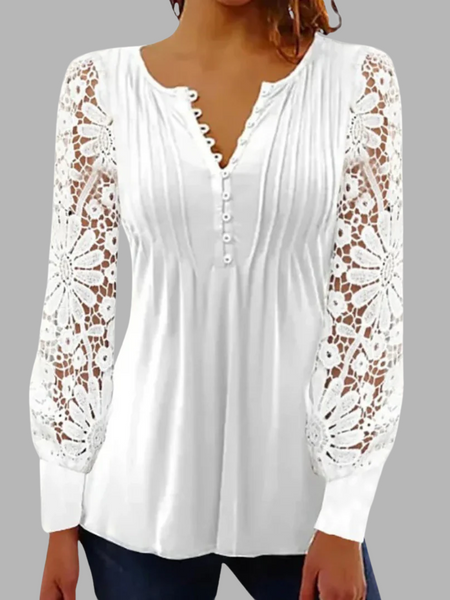 Marianne | Sofistikert Bluse med Lange Ermer