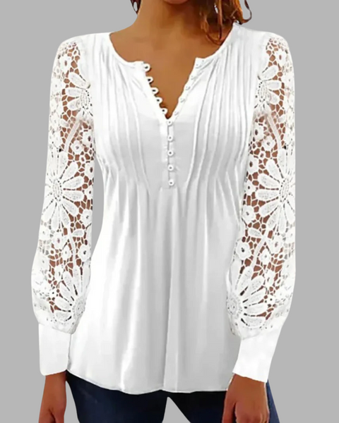 Marianne | Sofistikert Bluse med Lange Ermer