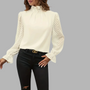 May Britt | Chic Plisserte Topp med Gjennomsiktige Mesh Ermer for Kvinner