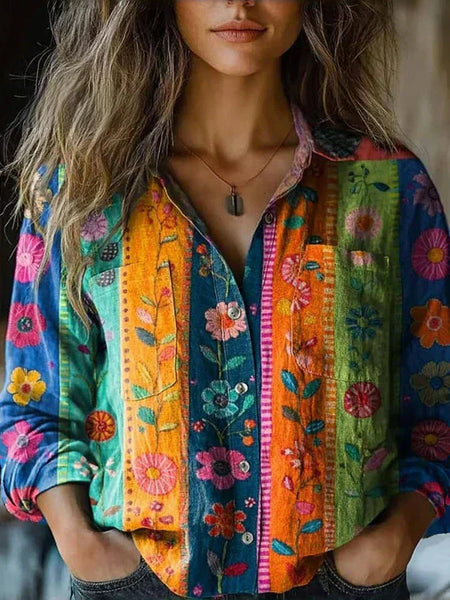 Nanna | Retro Blomstertrykk Bluse