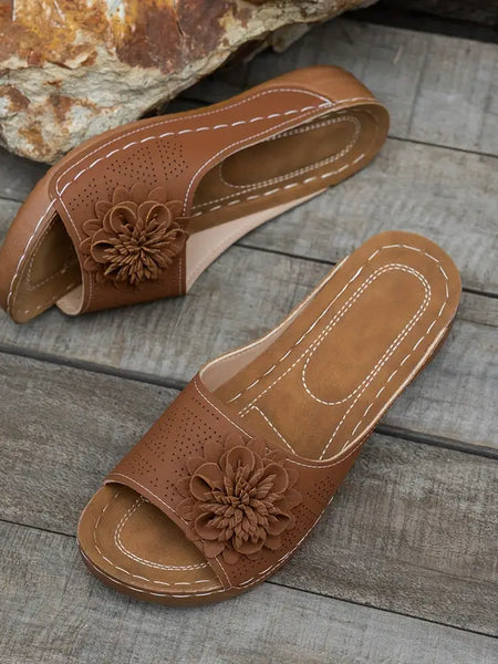 Thea | Elegant Floral Orthopediske Sandaler
