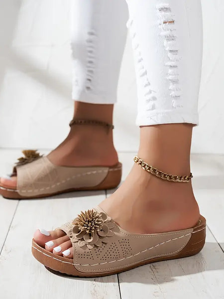 Thea | Elegant Floral Orthopediske Sandaler