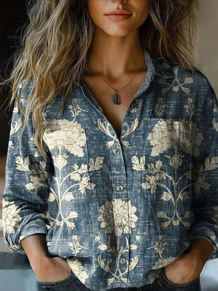 Nanna | Retro Blomstertrykk Bluse
