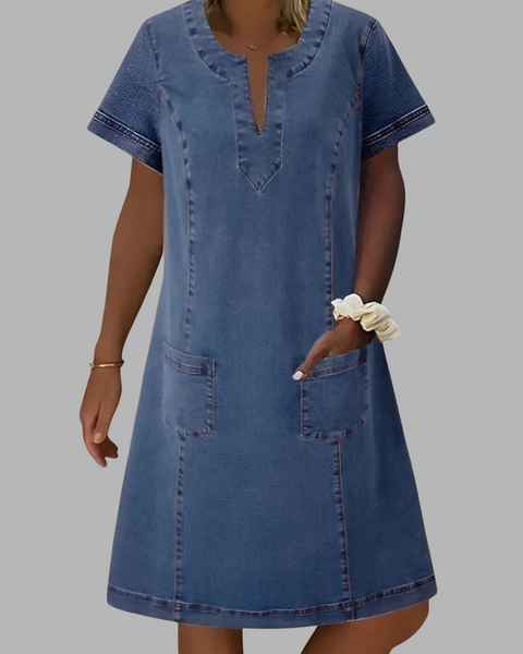 Rebekka | Uformell denimstil kjole med lommer