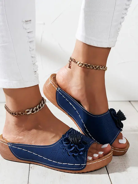 Thea | Elegant Floral Orthopediske Sandaler
