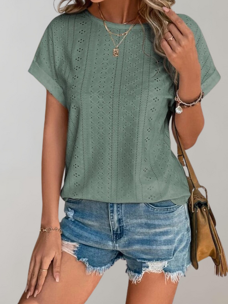 Jannicke | Lett Sommerbluse med Delikat Hullbroderi