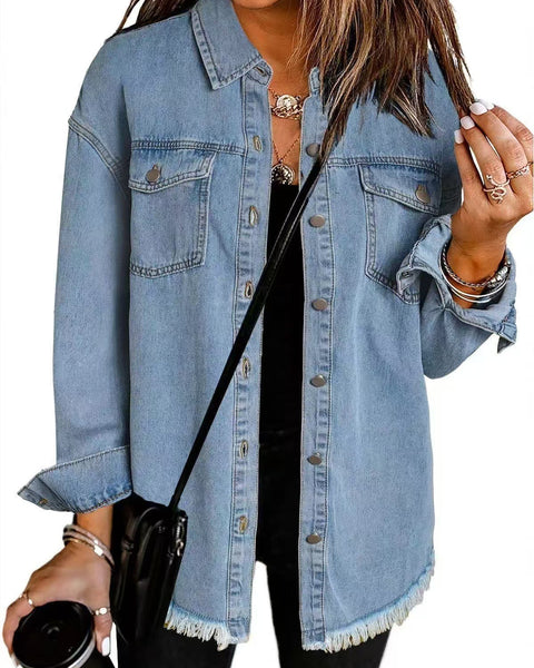 Laila |  Langermet denimjakke med lommer