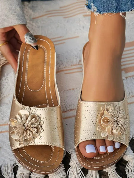 Thea | Elegant Floral Orthopediske Sandaler