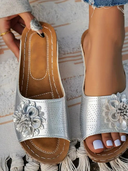 Thea | Elegant Floral Orthopediske Sandaler
