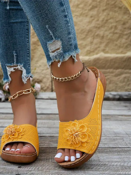 Thea | Elegant Floral Orthopediske Sandaler