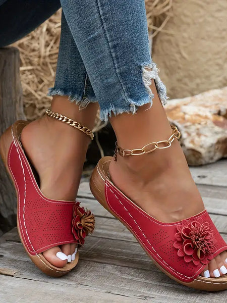 Thea | Elegant Floral Orthopediske Sandaler