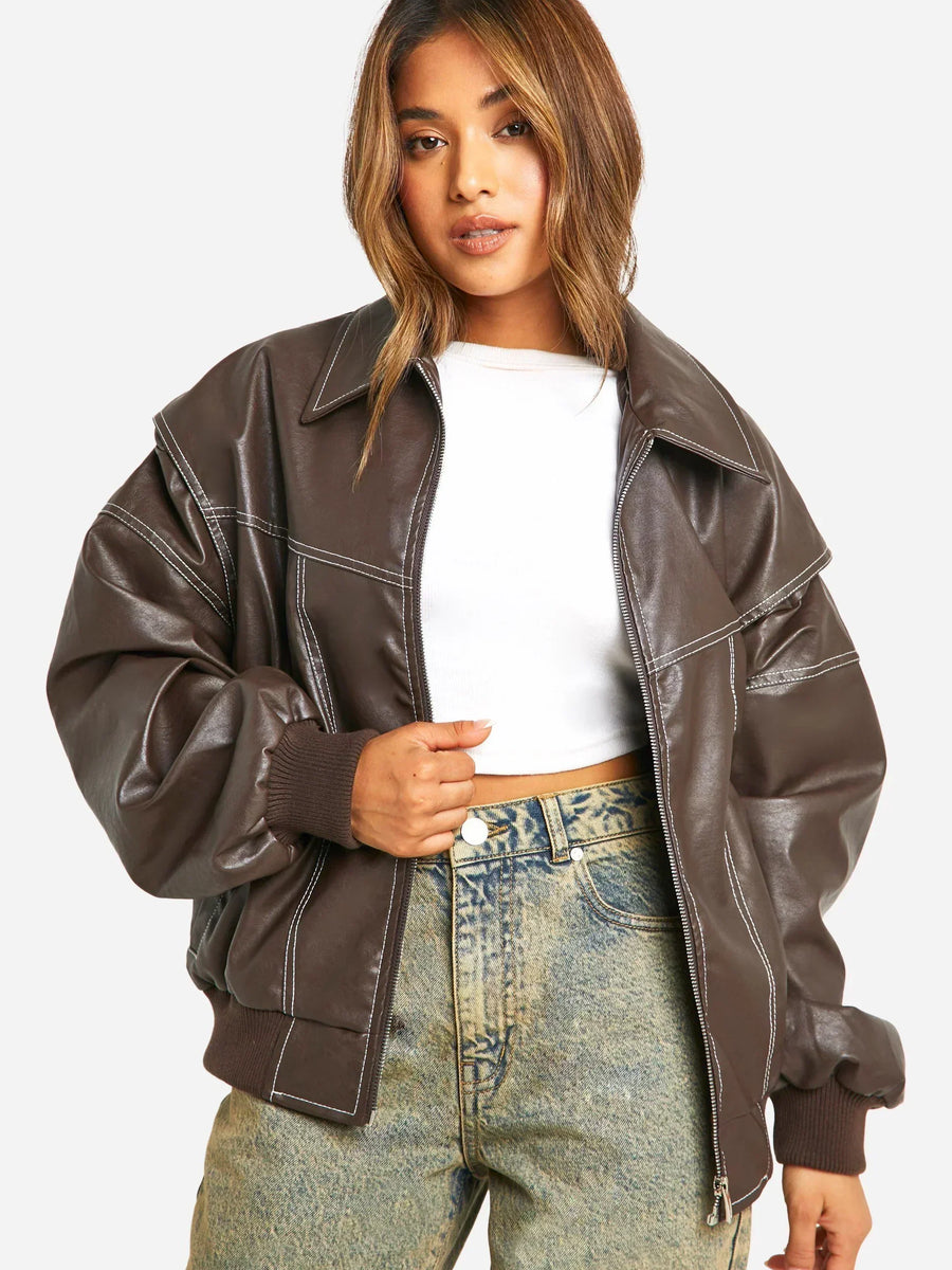 Marja | Plus Size Casual Bomberjakke med Broderidetaljer
