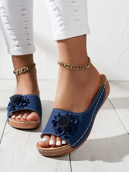 Thea | Elegant Floral Orthopediske Sandaler