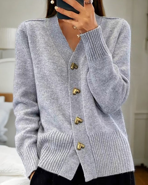Ulla | Premium strikket vest med hjerteknapper