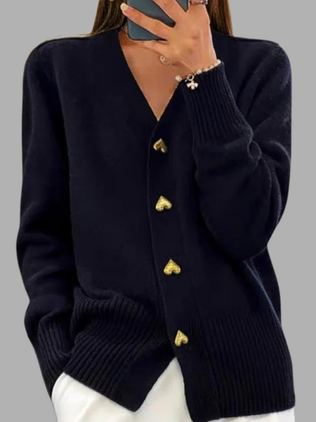 Ulla | Premium strikket vest med hjerteknapper