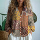  Gul patchwork mønsterbluse