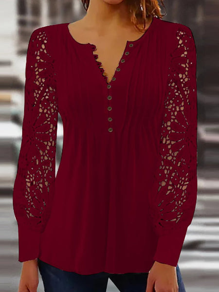 Marianne | Sofistikert Bluse med Lange Ermer